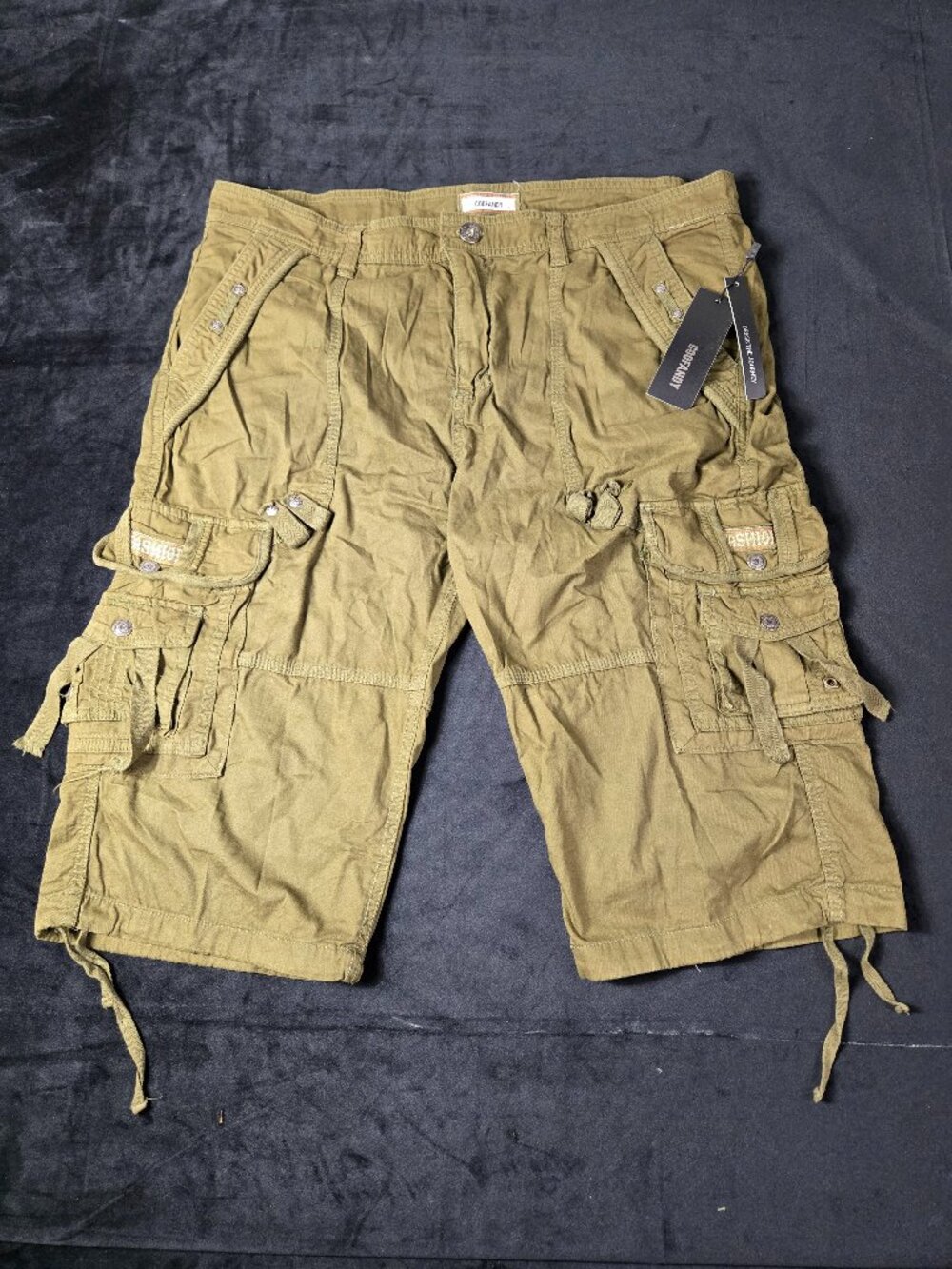 COOFANDY Men's 2XL Olive Cargo Shorts Multi Pocket Cotton NWT